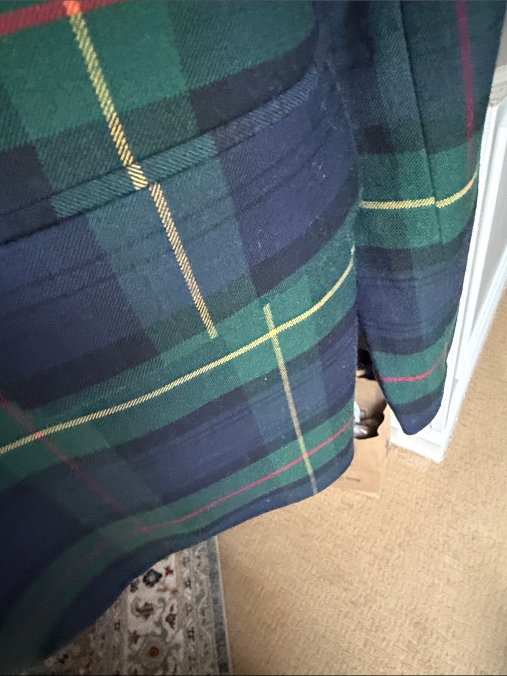 Lauren Ralph Lauren Navy & Green Plaid Tailored Blazer with Crest - Picture 17 of 17